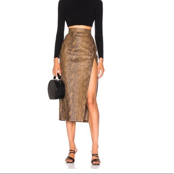 Snake skin print leather midi skirt Zeynep Arcay - Picture 1 of 12